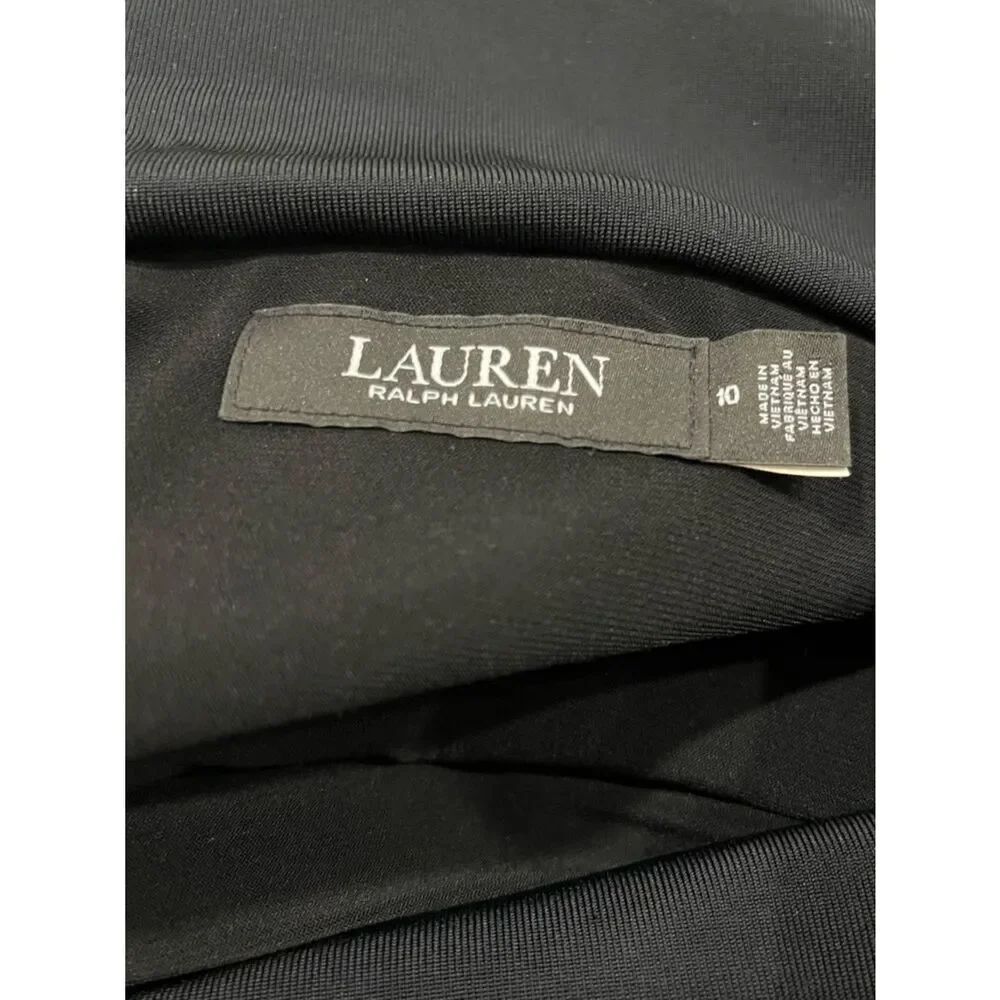 Lauren Ralph Lauren Women's Rib-Knit Off-The-Shoulder Gown Black Dress Size 10 - Picture 8 of 10